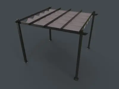 PBR Wooden Pergola Gazebo A3 Low-poly 3D model