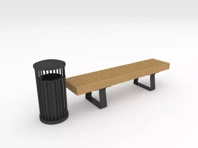 Bench Park 26 Low-poly 3D model