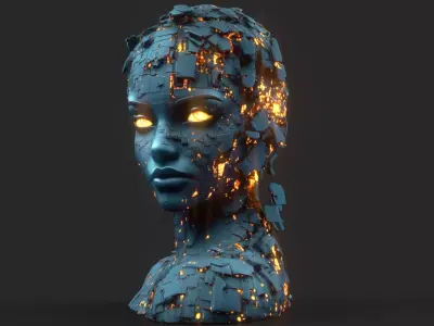 Cybernetic Humanoid  Low-poly 3D model