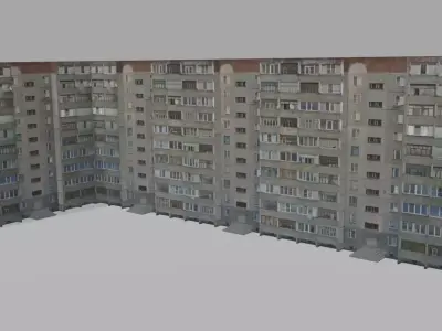 russian soviet panel building Low-poly 3D model