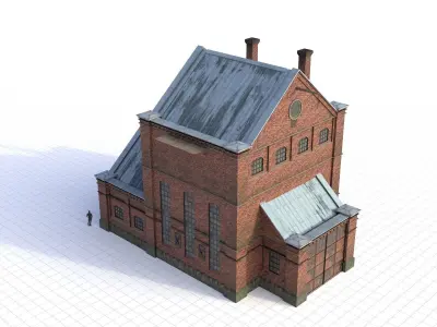 Modular Old Industrial Building Asset Low-poly 3D model