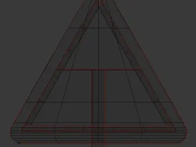 Narrow road ahead Roadsign Low-poly 3D model