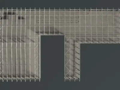 Factory in structure frame 3D model