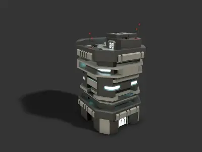 Lowpoly Modular Scifi Building 04 Low-poly 3D model