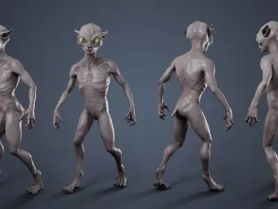 Alien Cat Low-poly 3D model