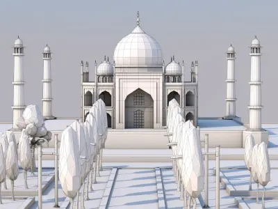 Low Poly Taj Mahal Landmark Low-poly 3D model