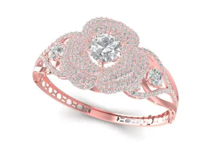 Elegant Floral Halo Diamond Ring for Women  1281 3D print model