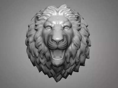 lion head sculpture 3D print model
