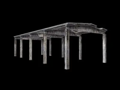 Concretecanopy wooden structure Low-poly 3D model