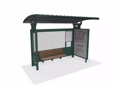 Bus Stop Low-poly PBR Low-poly 3D model