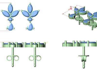 Diamond Earrings  3D print model