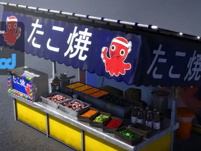 Japanese Takoyaki Vendor  3D model