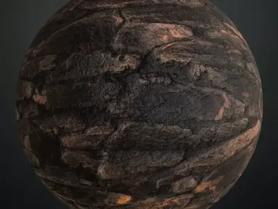 Rough Dark Tree Bark PBR Seamless Texture