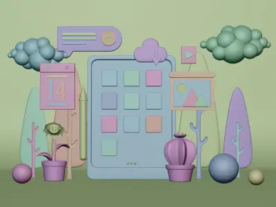 Tablet Fun Activity Illustration Low-poly 3D model