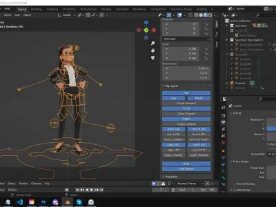 Secretary Business Woman Character  Low-poly 3D model