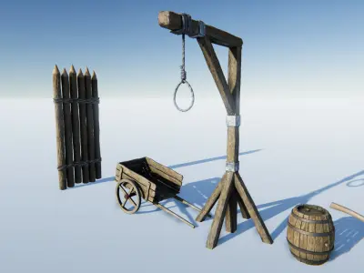 Medieval Props Set Low-poly 3D model