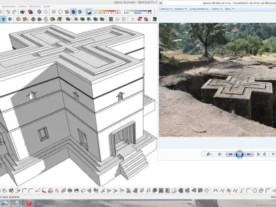 Church carved in the Rock of Lalibela Ethiopia Low-poly 3D model