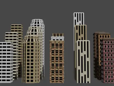 Low Poly Buildings Low-poly 3D model purchase
