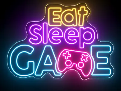 Eat Sleep Game Neon Sign 3D model
