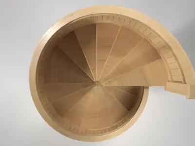 Light Oak Wooden Spiral Staircase Low-poly 3D model