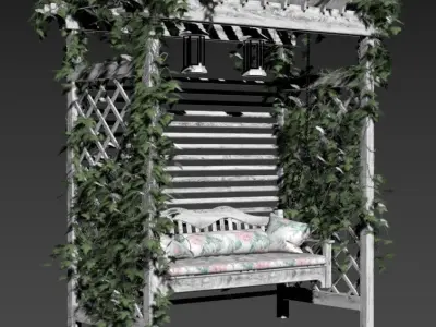 Garden white swing in Provence style  3D model