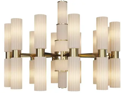 GOLD AND WHITE GLASS CHANDELIER Low-poly 3D model