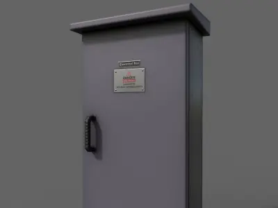 PBR Electric Box Purple V5 Low-poly 3D model