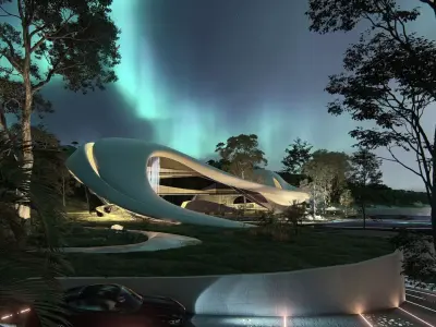 Organic architecture beach villa house Lumion render Bonus Revit 3D model