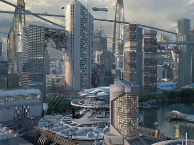 Modern science fiction future architecture  3D model