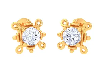Solitaire Super Light Weight Stud Earring 3D print model
