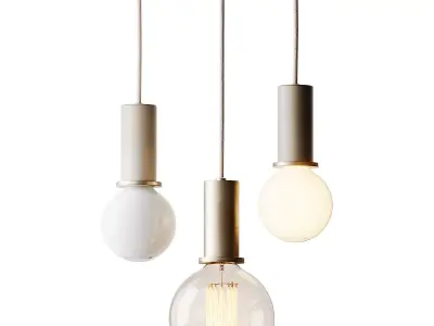 Low socket pendant luminaire Beige and Brass from Ferm living 3D model
