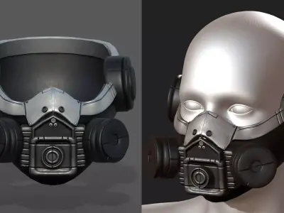 Gas mask helmet scifi futuristic military  Low-poly 3D model buy