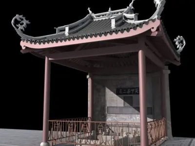 Chinese ancient architecture Pavilion 3D model
