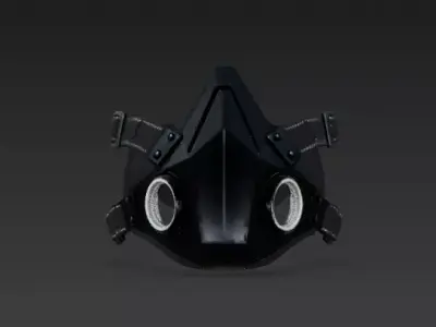 Modern Techwear Tactical Half-Mask 3D Model Low-poly 3D model