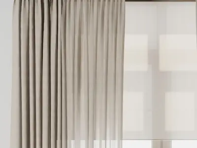 Linen Curtain - Roller bilnd collections 016 HBH Low-poly 3D model