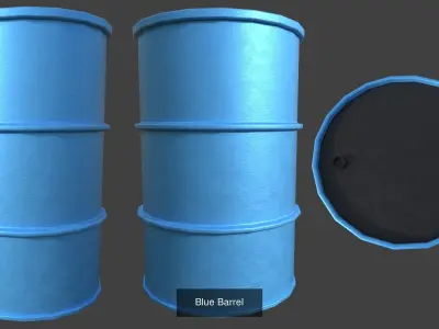 Collection of Barrel - Blue and Yellow 3D Model Pack