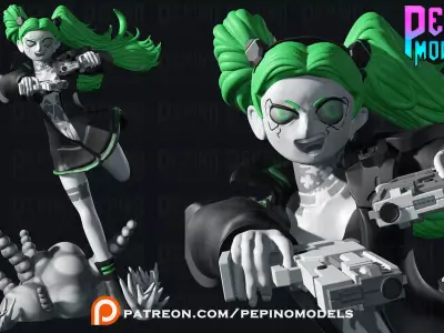 Rebecca shooting -Cyberpunk Edgerunners - 62mm scale mini  3D print model