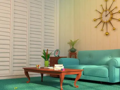 Cartoon Hall Living Room V2 3D model