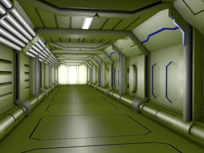 scifi corridor 3D model