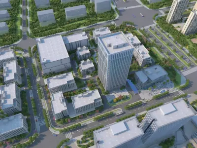 Animated shots of Rijing architecture 3D model