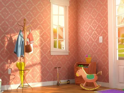 Cartoon Hall Living Room V2 3D model