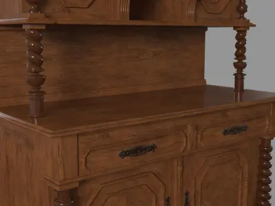 Oak Antique Cabinet 3D model