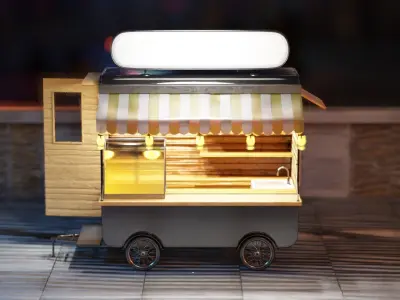 Food Truck Low-poly 3D model