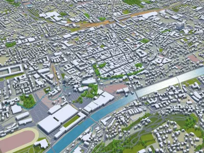 Wels Austria 20km Low-poly 3D model