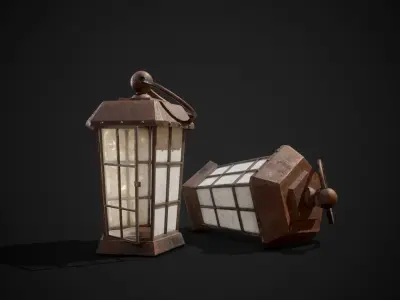 PBR Pirate Lantern Low-poly 3D model