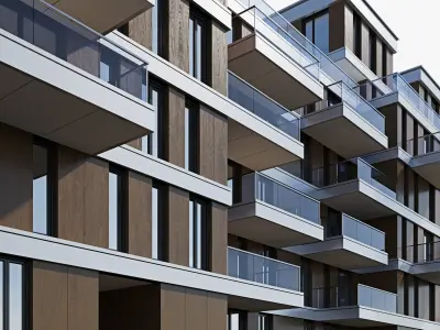 Modern residential building 9 3D model