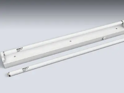 Double Fluorescent Tube Fixture Low-poly 3D model