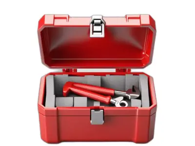 Red Toolbox with Wrenches 3D Model Low-poly 3D model