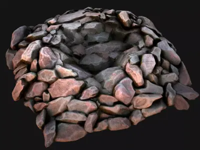 Stone and Rocks Mineral Ore Deposits Pile  Low-poly 3D model