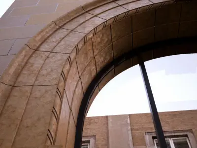 Classic windows arc facad Low-poly 3D model